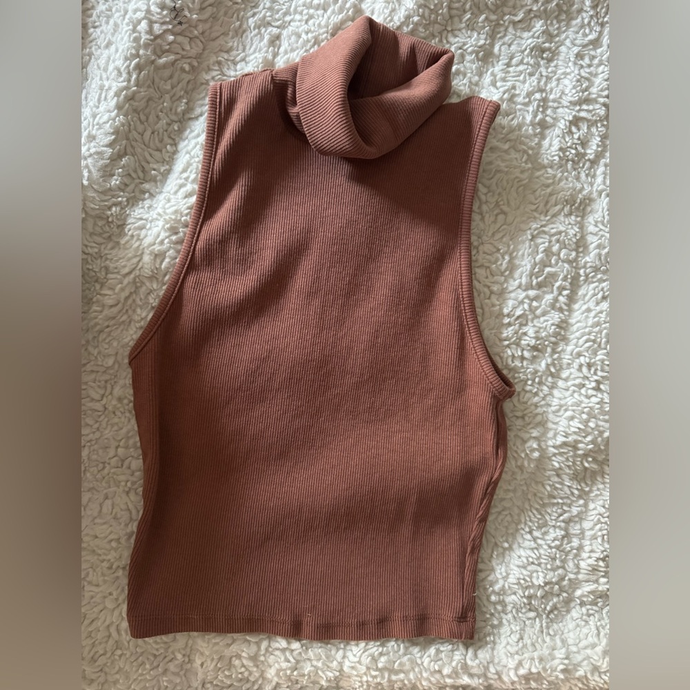 ZARA Terracota Colored Turtleneck Crop Top
